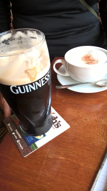 The staffs of life: cappucino and Guinness at Sweeney's